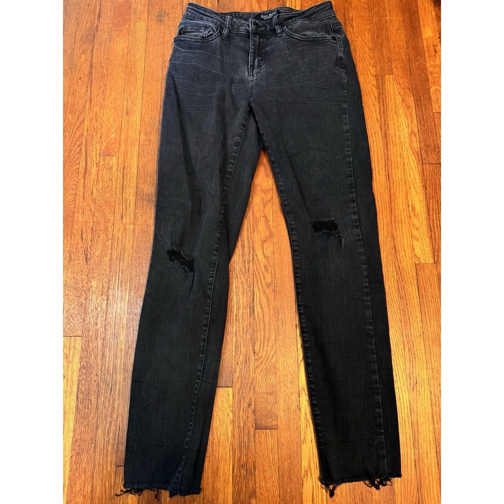 Judy Blue Women's Black Denim Jeans Slim Fit Distressed Raw Hem JB88137 Sz 1/25